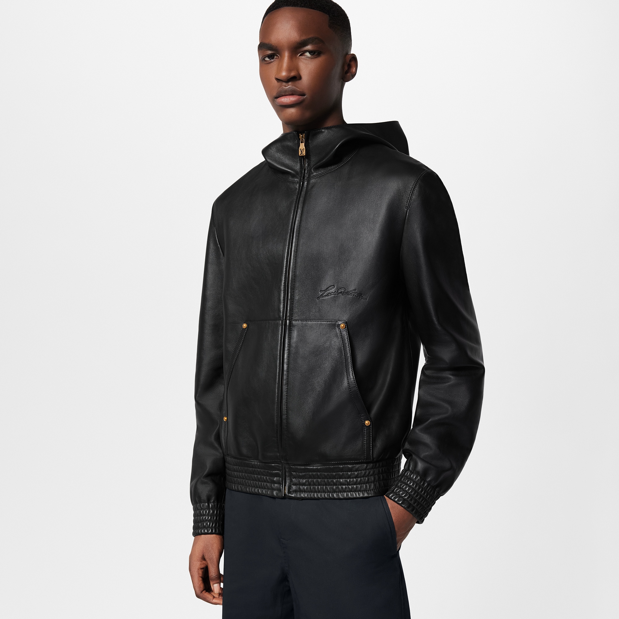 Leather zip up hoodie best sale